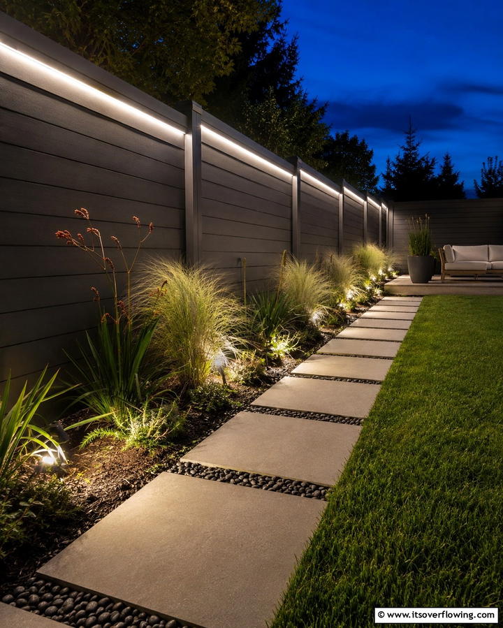 LED Strip Lights for a Modern Look - 25 Fence Lighting Ideas to Illuminate Your Outdoor Space