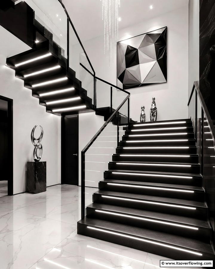 LED Strip Lights for a Modern Vibe - 25 Staircase Lighting Ideas to Illuminate Your Home