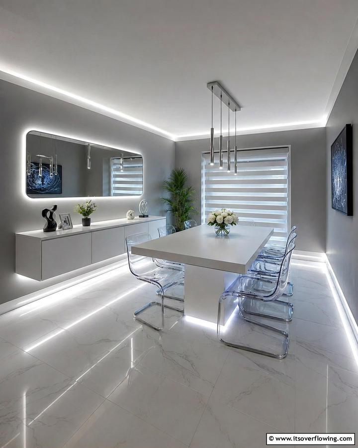 LED Strip Table Accents - 30 Small Dining Room Lighting Ideas for Cozy Ambiance