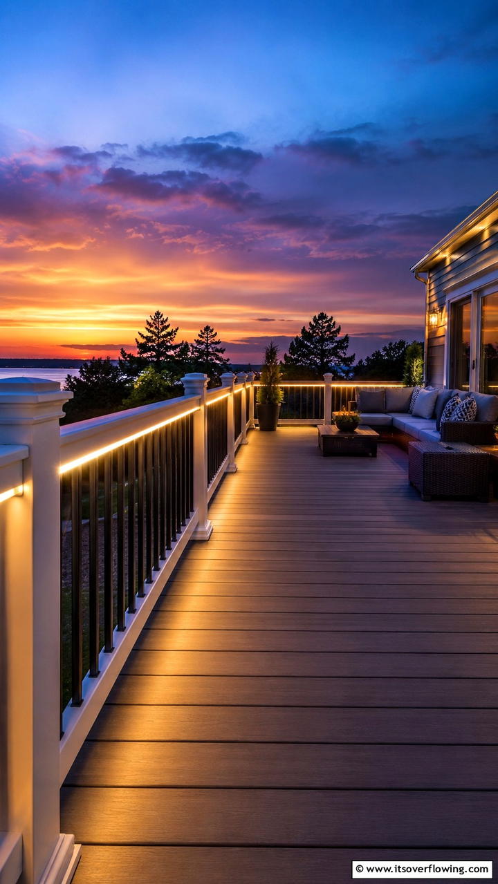 LED Strip Under Railings - 30 Deck Lighting Ideas for Ambiance and Safety