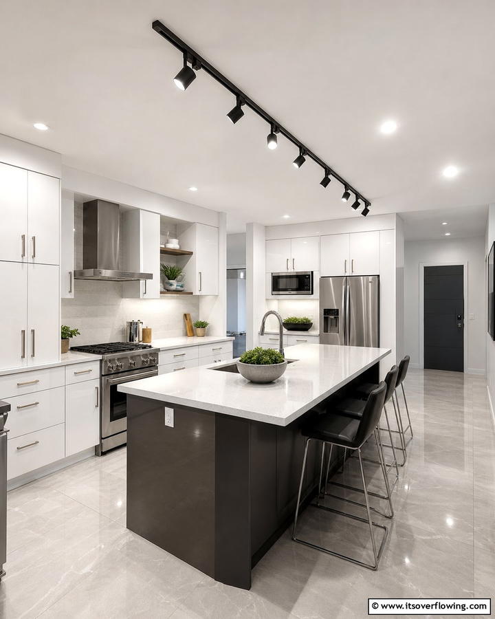 LED Track Lighting for Energy Efficiency - 20 Kitchen Track Lighting Ideas for a Bright and Functional Space