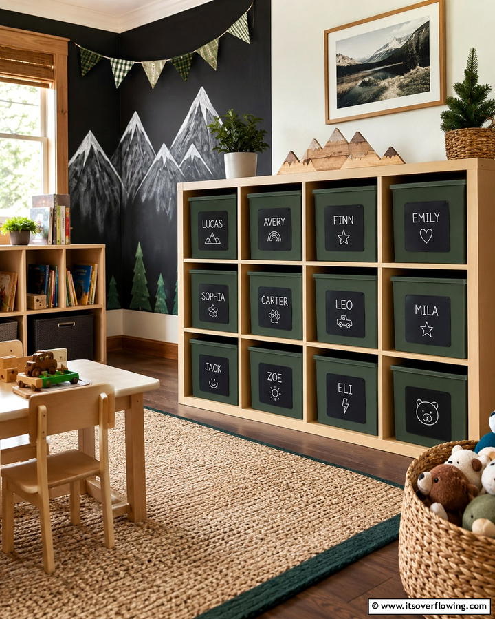 Labeled Cubbies for Personalized Organization - 25 Playroom Storage Ideas to Keep Your Kids’ Space Organized
