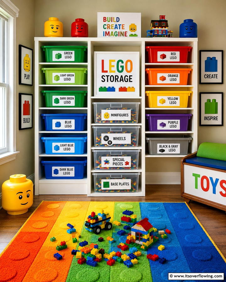 Labeled Plastic Containers - 30 Creative Lego Storage Ideas to Organize Kids’ Spaces