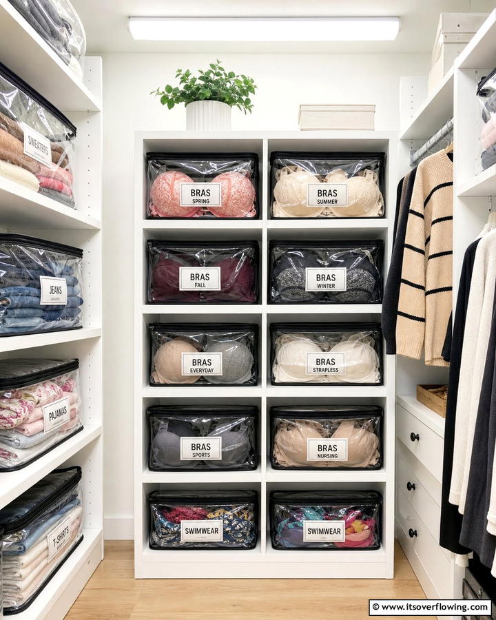 Labeled Storage Bags - 20 Bra Storage Ideas- Organize Your Intimates