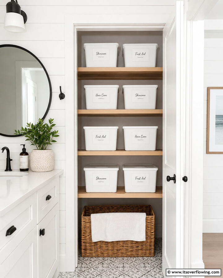 Labeling for Easy Identification - 30 Bathroom Cabinet Organizing Ideas for Clutter-Free Spaces