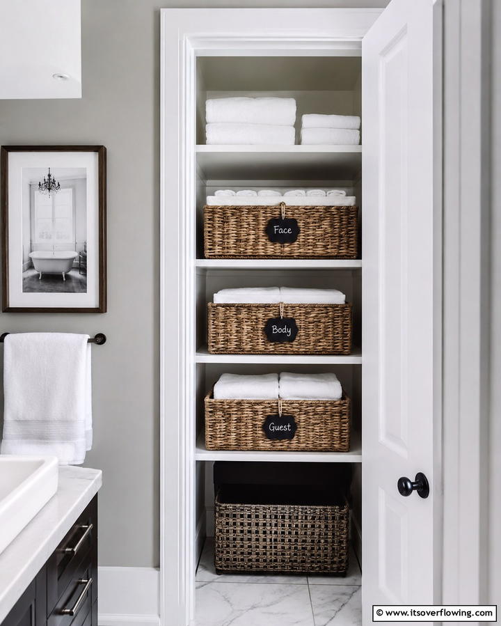 Labeling for Quick Identification - 30 Bathroom Cabinet Organizing Ideas for Clutter-Free Spaces