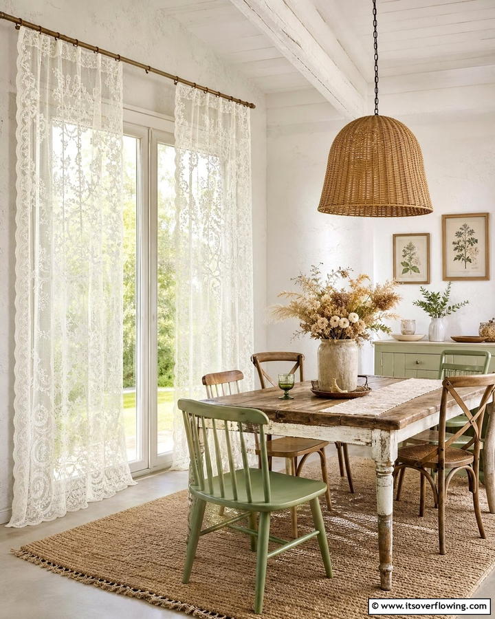 Lace Curtain Elegance - 20 Boho Curtain Ideas to Enhance Your Home’s Style