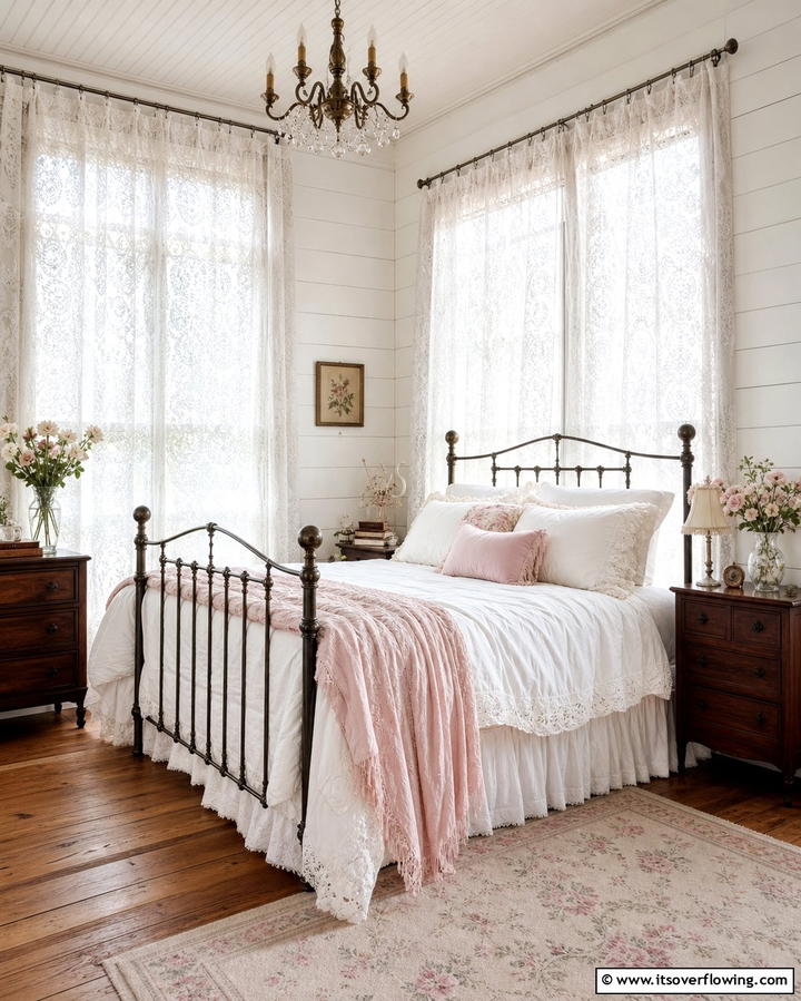 Lace Curtains - 25 Cottage Decorating Ideas- Charming & Timeless Designs
