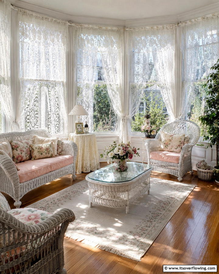 Lace Curtains - 25 Victorian Sunroom Ideas for a Bright Retreat