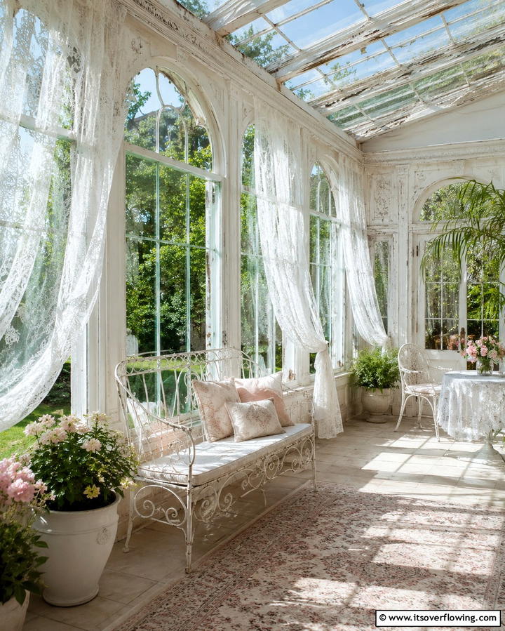 Lace Curtains for a Delicate Touch - 25 Victorian Sunroom Ideas for a Bright Retreat