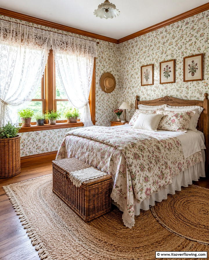 Lace Curtains - 25 Cottagecore Bedroom Ideas- Cozy & Rustic Designs
