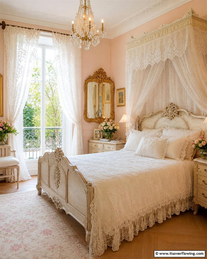 Lace Fabrics for Timeless Elegance - 20 Parisian Themed Bedroom Ideas for Elegant Living