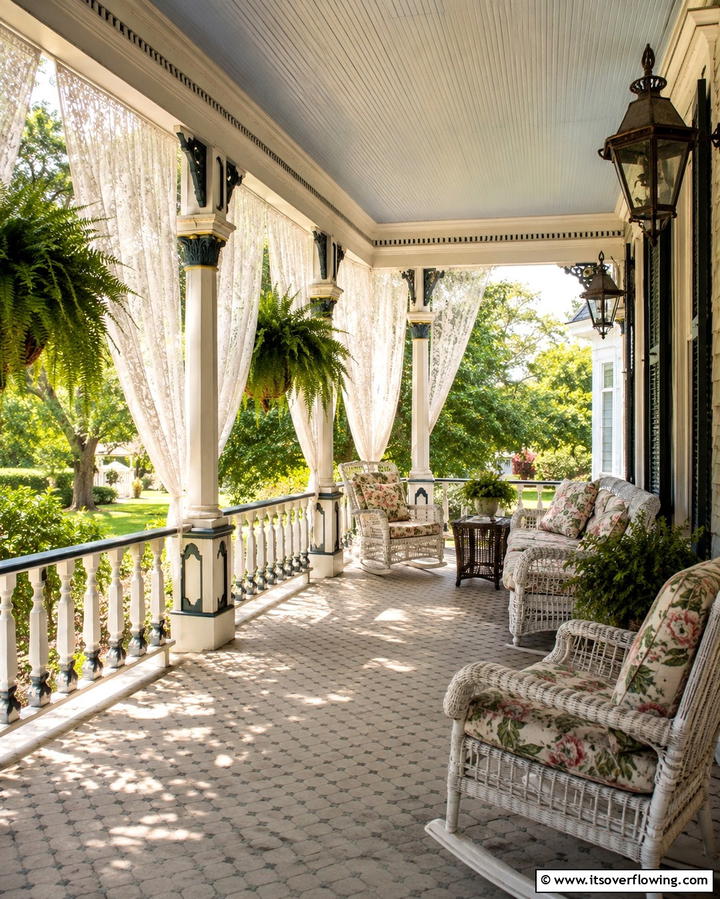 Lace Like Porch Curtains - 20 Charming Victorian Porch Ideas for a Classic Look