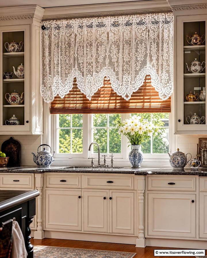 Lace Valances for Timeless Elegance - 25 Kitchen Valance Ideas to Add Style and Privacy