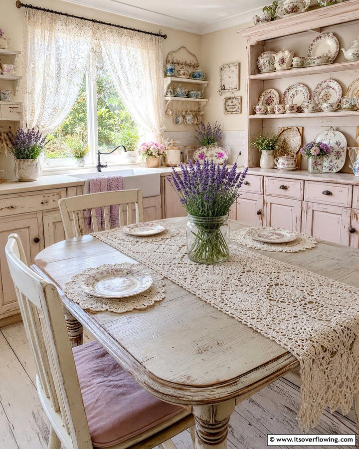 Lace and Crochet Details - 20 Shabby Chic Kitchen Ideas for a Vintage Look