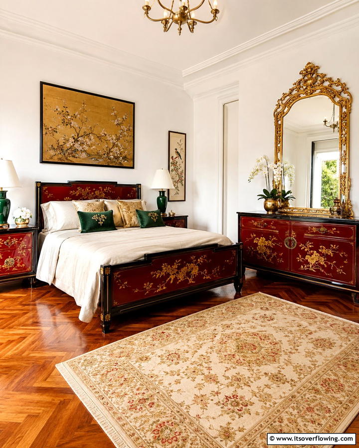 Lacquered Furniture Accents - 25 Chinoiserie Bedroom Ideas for an Exotic Touch