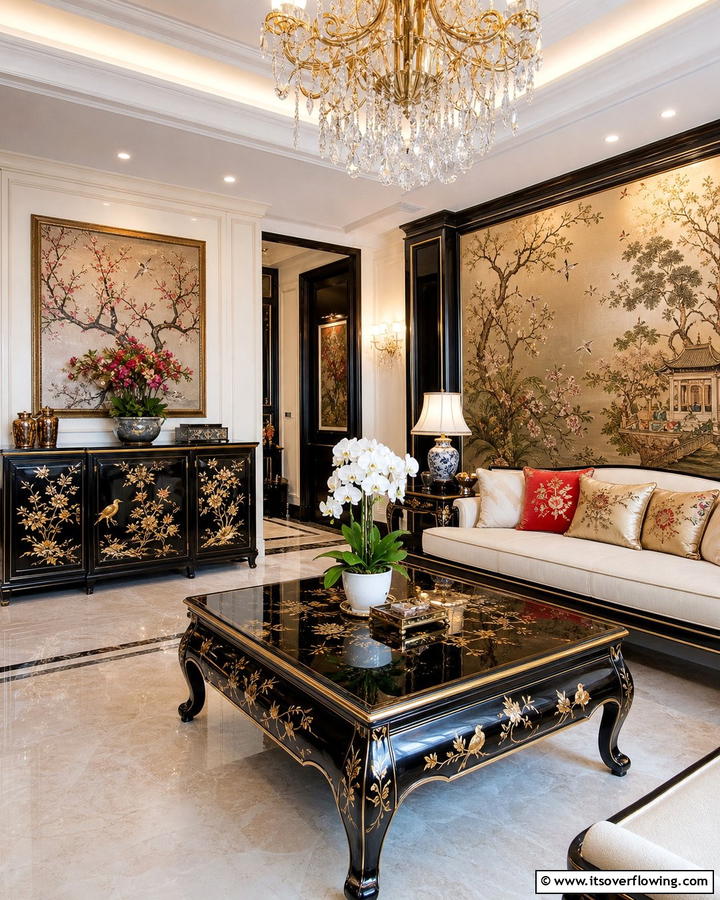 Lacquered Furniture with a Glossy Finish - 20 Chinoiserie Living Room Ideas for Timeless Style