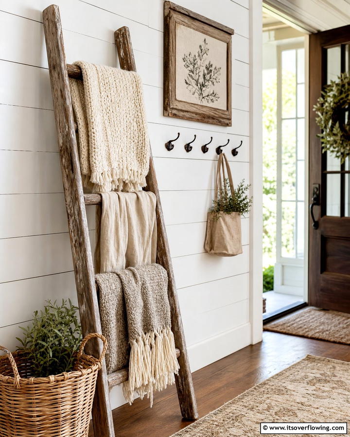 Ladder Decor - 25 Farmhouse Entryway Ideas for a Warm and Welcoming First Impression