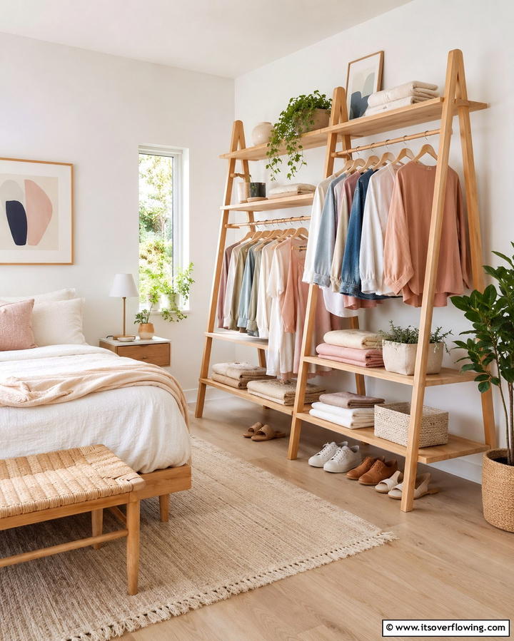 Ladder Inspired Open Closet Design - 25 Open Closet Ideas to Maximize Your Space