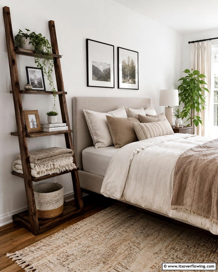 Ladder Shelves for Compact Storage - 25 Smart Bedroom Storage Ideas to Declutter Your Space