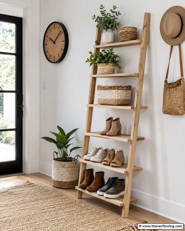 Ladder Shelves for Open Storage - 25 Entryway Storage Ideas for Organized Homes