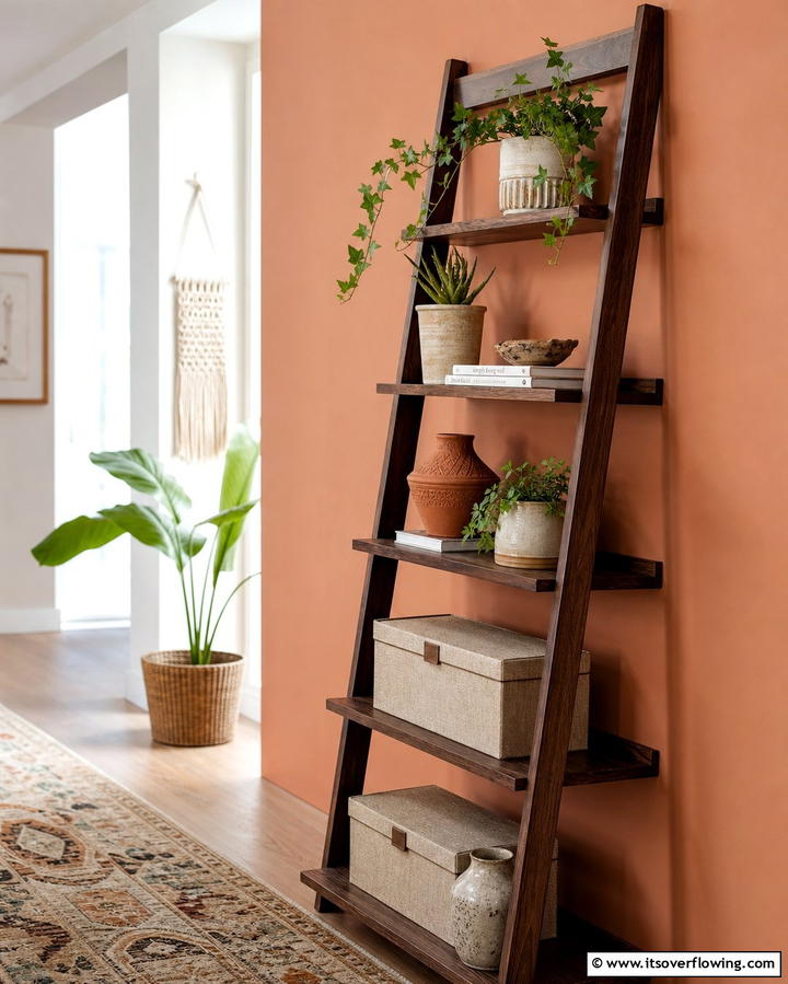 Ladder Shelves for a Stylish Display - 25 Hallway Storage Ideas to Maximize Space