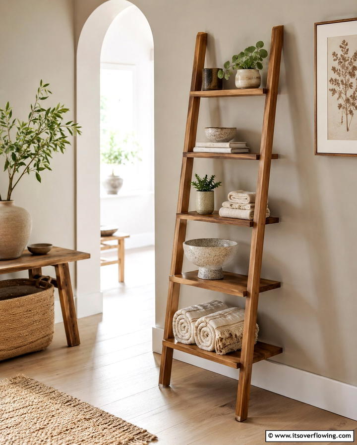 Ladder Shelves for a Stylish Touch - 25 Creative Laundry Room Shelving Ideas for Organization
