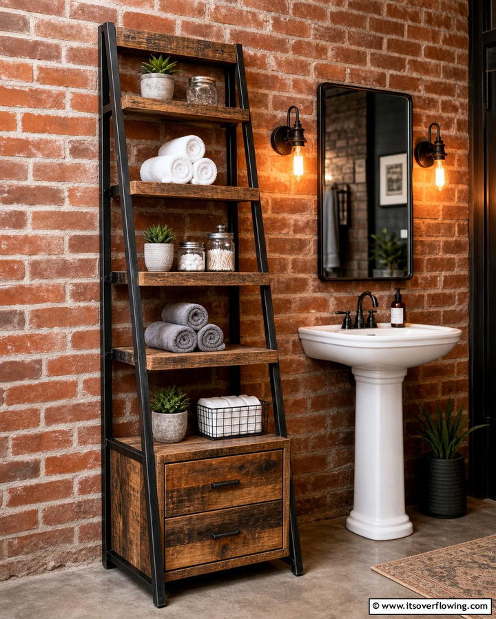 Ladder Style Cabinets for a Rustic Appeal - 25 Bathroom Cabinet Ideas for Organized Spaces