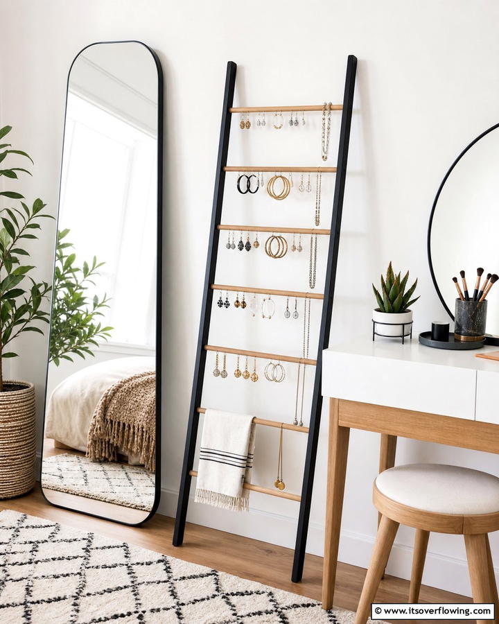 Ladder Style Jewelry Holder - 20 Earring Storage Ideas to Keep Your Jewelry Organized