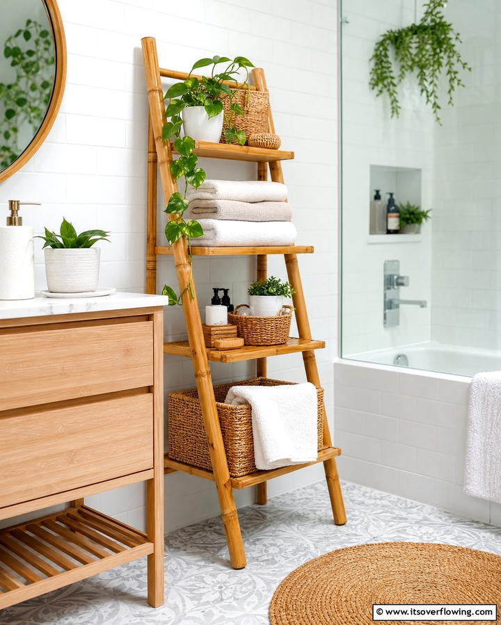 Ladder Style Shelves - 25 Bathroom Shelf Ideas for Organized and Stylish Storage