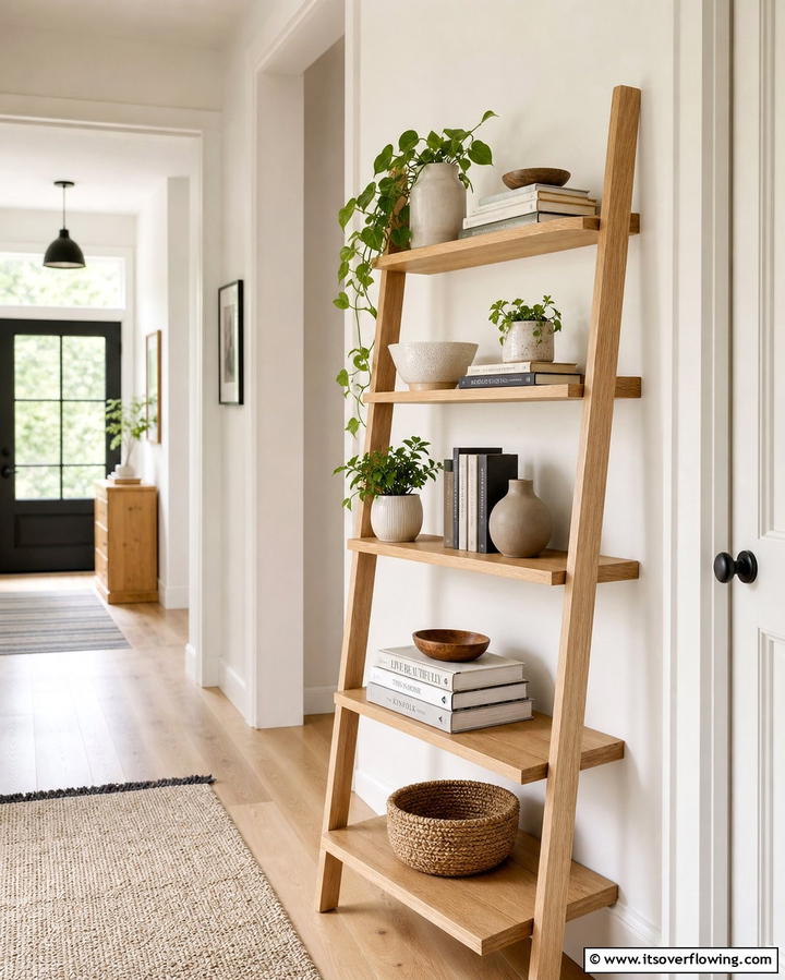 Ladder Style Shelves - 25 Hallway Storage Ideas to Maximize Space