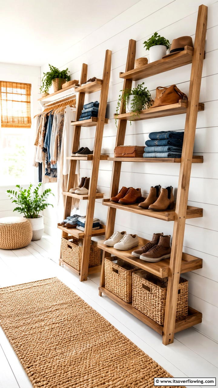 Ladder Style Shelving - 30 Closet Shelving Ideas for Maximizing Storage and Space