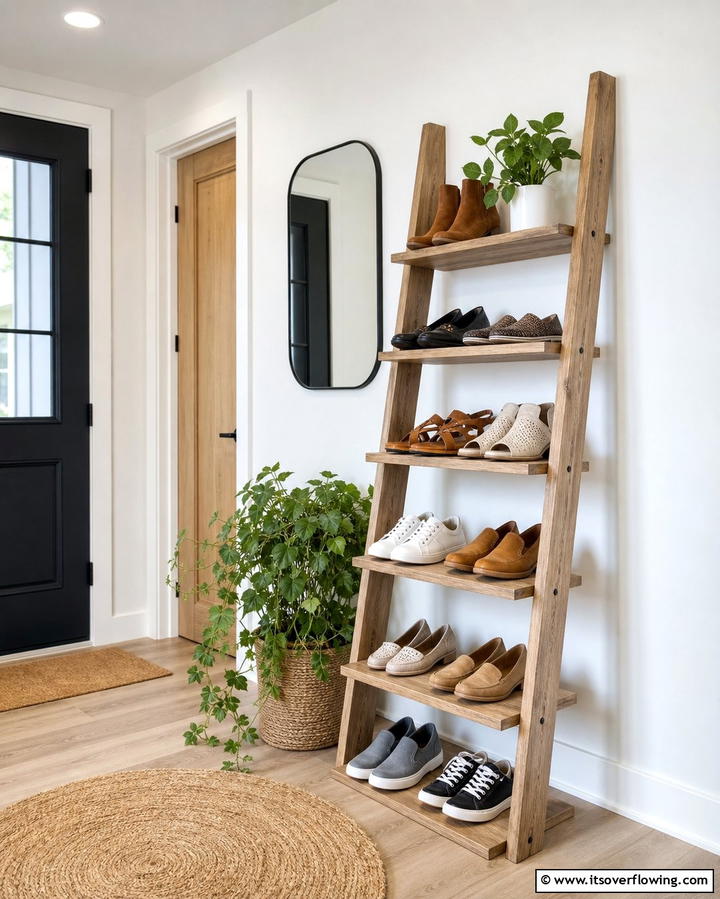 Ladder Style Shoe Rack - 25 Entryway Shoe Storage Ideas to Keep Your Home Tidy