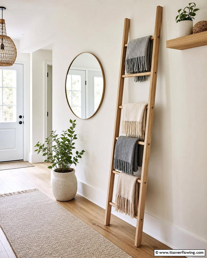 Ladder Style Storage - 20 Scandinavian Entryway Ideas for a Minimalist Look