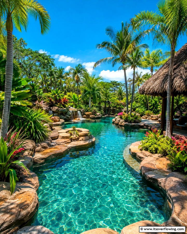 Lagoon Style Pool Shapes - 25 Tropical Pool Landscaping Ideas for a Resort Feel