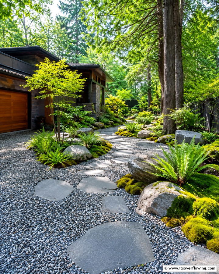 Landscape Integrated Gravel Design - 30 Gravel Driveway Ideas- Durable & Stylish Options