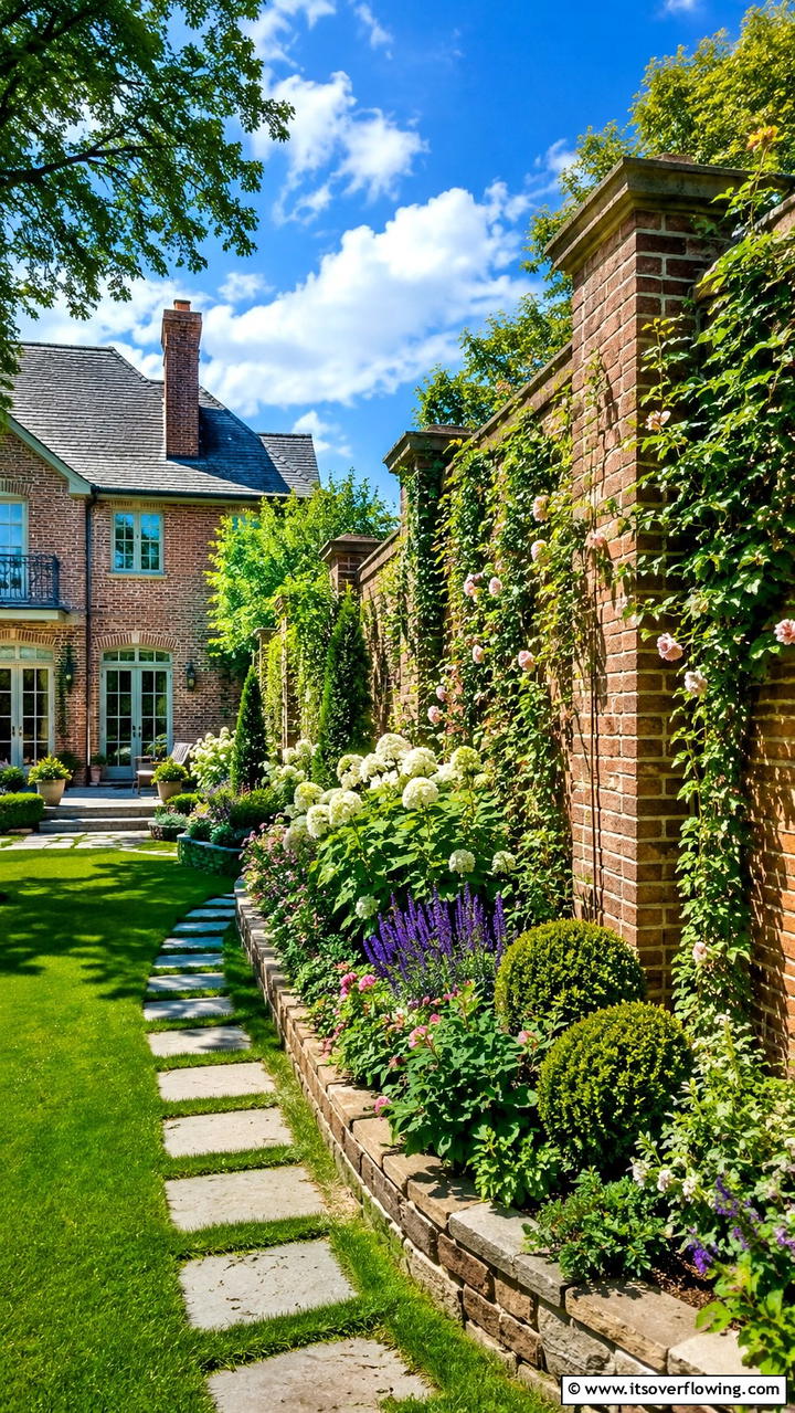 Landscape Integrated Walls - 30 Brown Brick Exterior Home Ideas for Timeless Curb Appeal