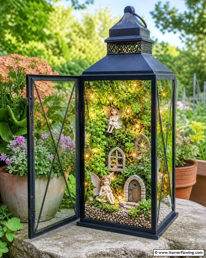 Lantern Fairy Garden - 25 Fairy Garden Container Ideas for a Magical Touch