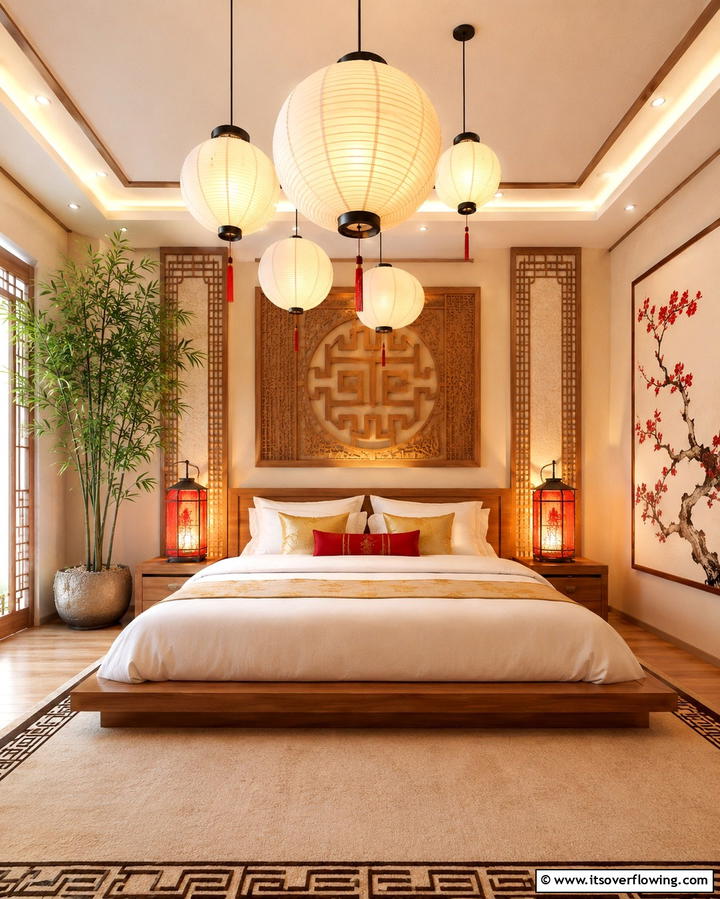Lantern Inspired Lighting - 25 Serene Asian Bedroom Ideas for a Peaceful Space