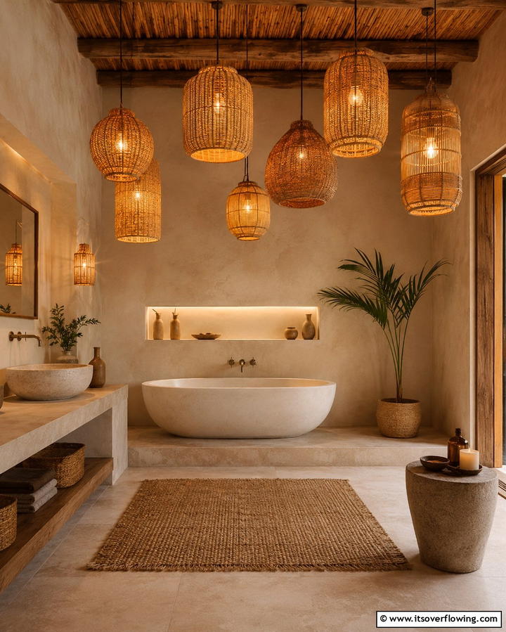 Lantern Lighting for Ambient Glow - 25 Tropical Bathroom Ideas for a Spa-like Retreat
