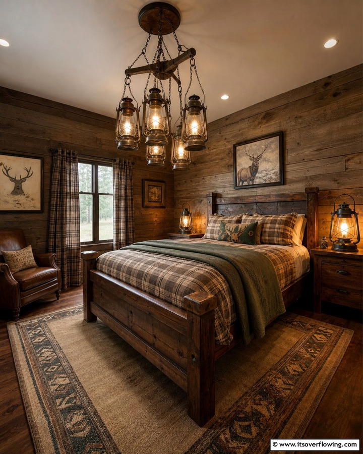 Lantern Style Lighting - 20 Hunting Bedroom Ideas for a Rustic Retreat