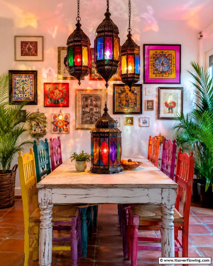 Lanterns with Colorful Glass Panels - 20 Unique Lantern Centerpiece Ideas for Any Occasion