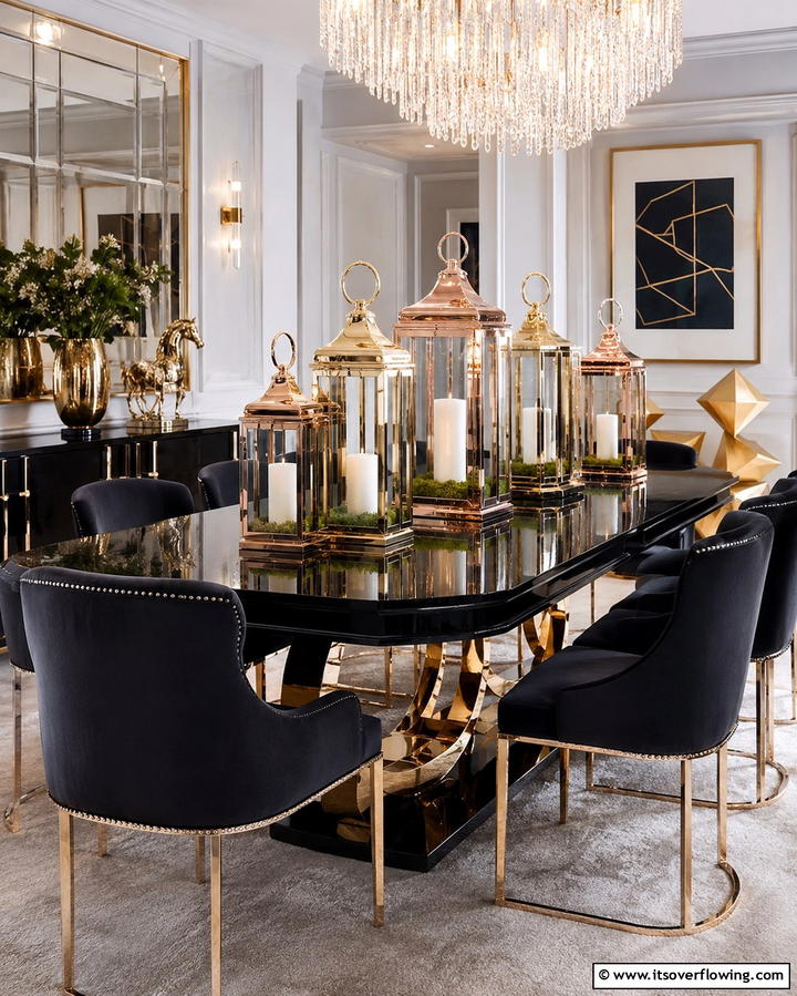 Lanterns with Metallic Finishes for Glamour - 20 Unique Lantern Centerpiece Ideas for Any Occasion