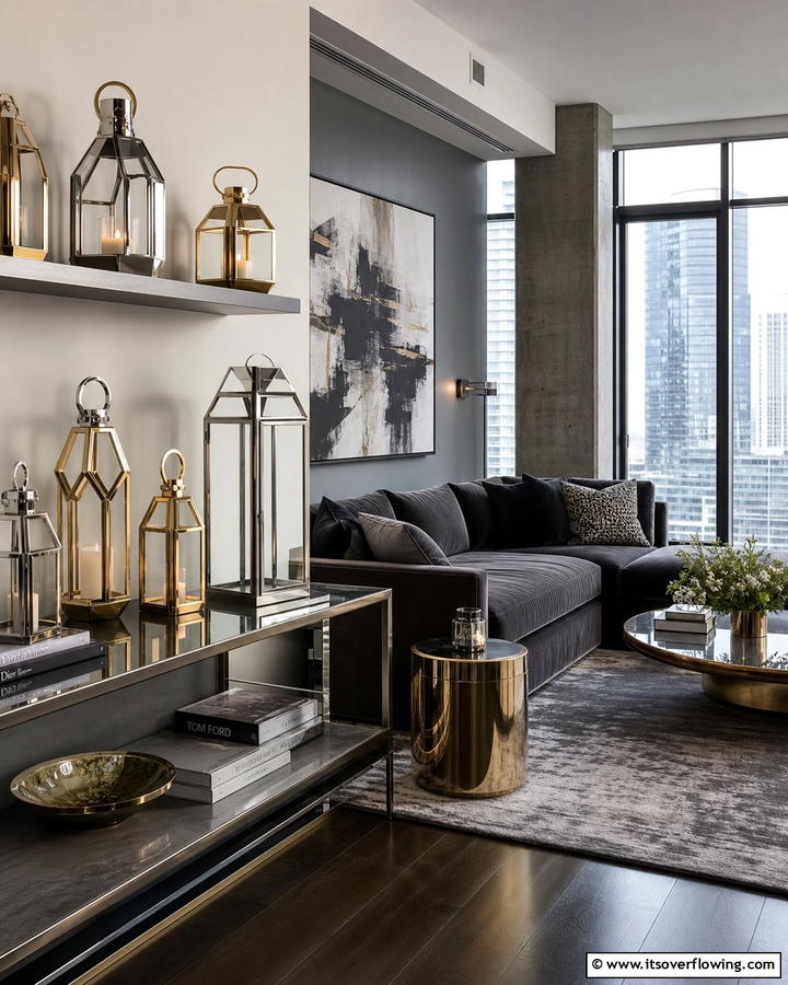 Lanterns with Modern Metallic Finishes - 30 Lantern Decor Ideas for Indoor and Outdoor Spaces