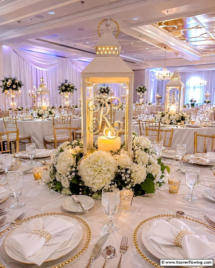 Lanterns with Monogrammed Inserts - 20 Unique Lantern Centerpiece Ideas for Any Occasion