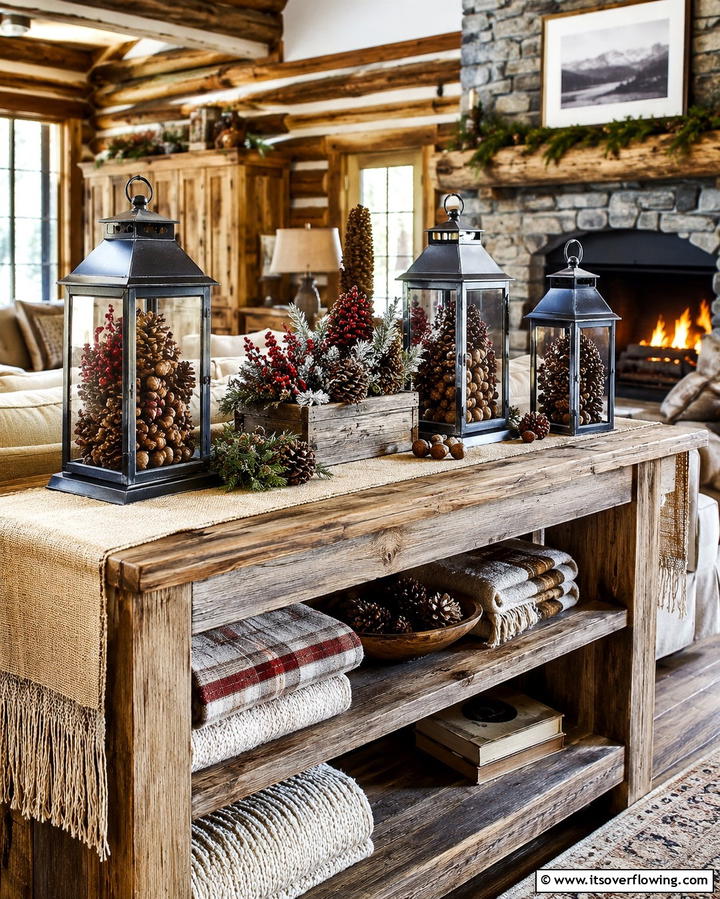 Lanterns with Natural Elements like Pinecones - 20 Unique Lantern Centerpiece Ideas for Any Occasion