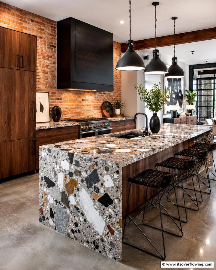 Large Aggregate Terrazzo for a Bold Texture - 20 Terrazzo Kitchen Countertops for a Unique Look
