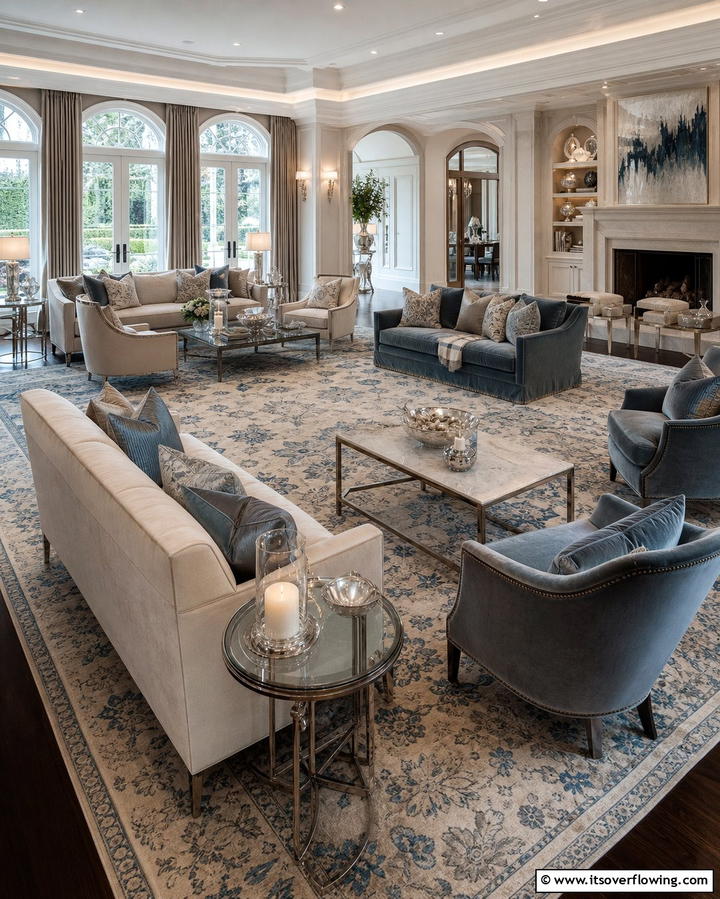 Large Area Rugs for Cohesion - 25 Large Living Room Ideas for Spacious Comfort
