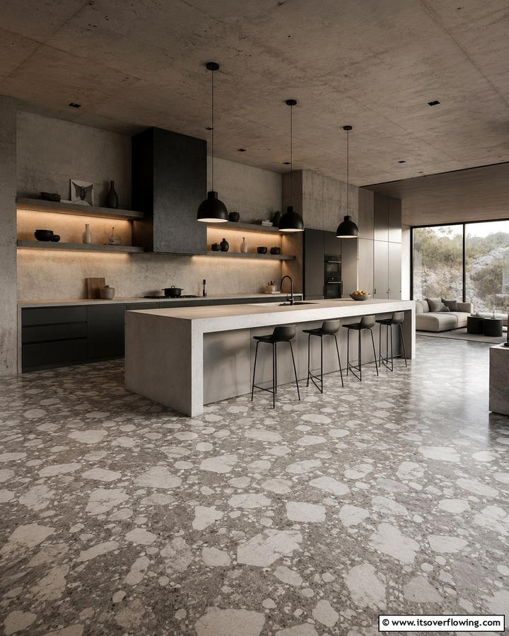 Large Chip Terrazzo - 25 Terrazzo Kitchen Floor Ideas for a Unique Look