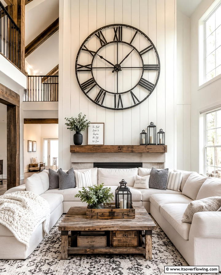 Large Clocks for Functional Art - 30 High Ceiling Wall Decor Ideas for Tall Interior Spaces
